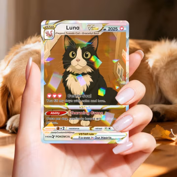 Custom Pet Pokemon Card | Personalized Dog Cat Portrait, Anime Style Card, Pet memorial, Pet Gift, Dog Gift, Cat Gift, Pet Lover Gift