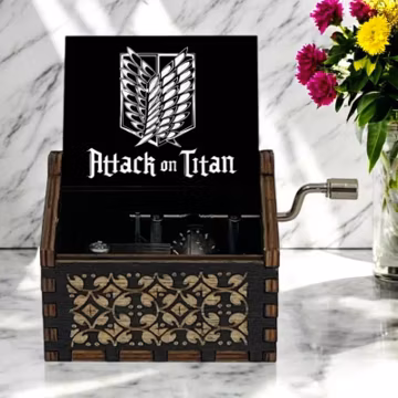 Attack on Titan Handcrank Music Box, Shingeki no Kyojin Eren Yeager Mikasa Ackerman Armin Levi Guren no Yumiya Handcrafted Shohen Anime Gift
