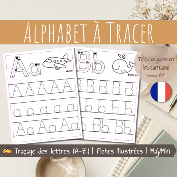 Alphabet Tracing Worksheets in French | Handwriting Practice | ABC Tracing Book Printable Alphabet | Printable Preschool and Kindergarten
