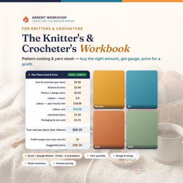 Knitting and Crochet Pricing Calculator, Yarn Stash Tracker & Gauge Workbook | Pattern Costing for Makers Who Sell | Excel + Google Sheets