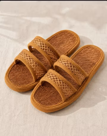 Woven Straw Slippers Natural Fiber Summer Sandals Breathable House Shoes Handmade Style
