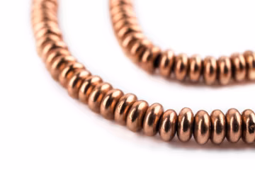 160 Smooth Copper Rondelle Beads: Ethnic Metal Spacer Rustic 5mm Disk Shaped Donut Small Traditional Handmade Boho (MET-DSK-CPR-499)