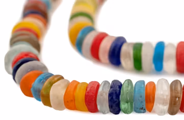 100 Recycled Glass Beads - African Beads - Medley - Ghana Disk Beads - Fair Trade - Wholesale - Made in Africa (RCY-DISK-MIX-605)