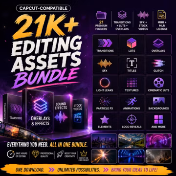 CapCut Ultimate Bundle 21,000+ Assets | Video Editing Templates, LUTs, Overlays & Effects | You Tube Kit | Instant Digital Download