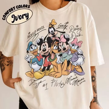 Comfort Colors® Mickey And Friends Signatures Shirt, Disney World Shirt, Disneyland Family Trip 2026, Mickey & Co Gift, Disney Group Shirt.