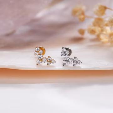 16G /18G Titanium Flower Earrings Threaded Labret • Flat Back Earring • Tragus Stud • Helix Stud • Cz Stud • Cartilage Stud • Nose Stud