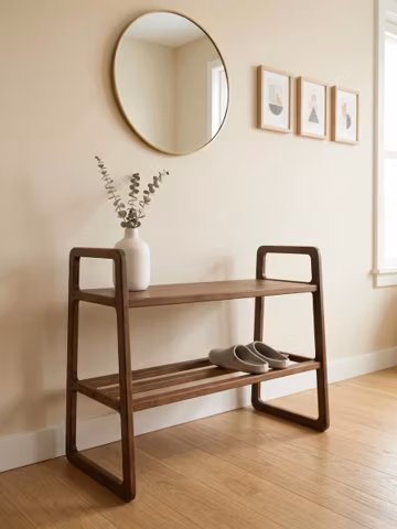 Wooden Entryway Shoe Rack – Narrow Organizer for Shoes, Plants, Clothes, Books & Magazines