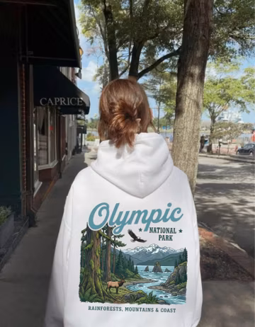 Vintage Olympic National Park Hoodie | PNW Mountain Pullover | Hiker Adventure Gift