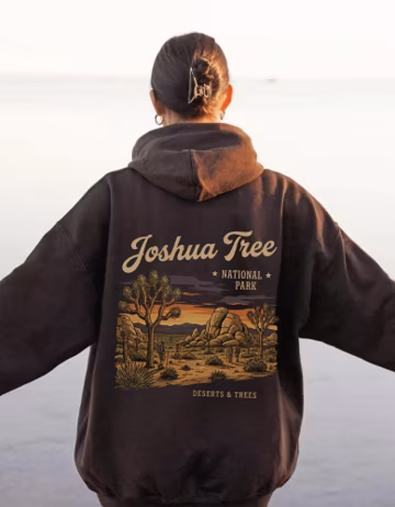 Retro Joshua Tree Hoodie | Desert Explorer Pullover | Hiker Adventure Gift