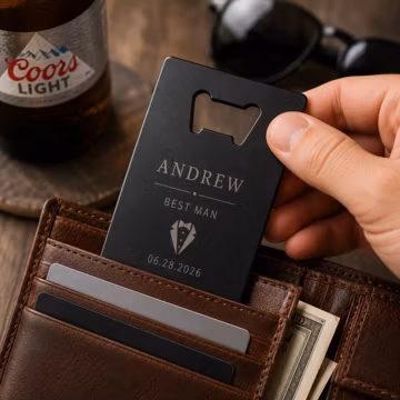 Personalized Groomsmen Bottle Opener | Custom Best Man Gift | Credit Card Bottle Opener | Wedding Party Gift | Engraved Wallet Opener