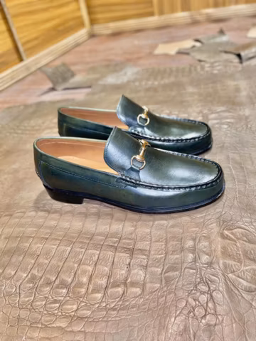 Men's Green Loafers | Wedding Shoes | Handmade Dress Shoes by Stride Stitch