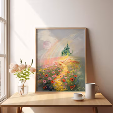 Whimsical Wicked Wizard of Oz Impressionistic Oil Painting Art Print︳Over the Rainbow︳Minimalistic Home Wall Decor Nursery︳DIGITAL DOWNLOAD