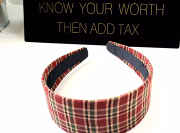 Wine Navy Green Plaid Headband Two Inch