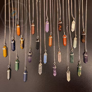 Natural Crystal Point Pendant Necklace: Silver Plated Healing Jewelry