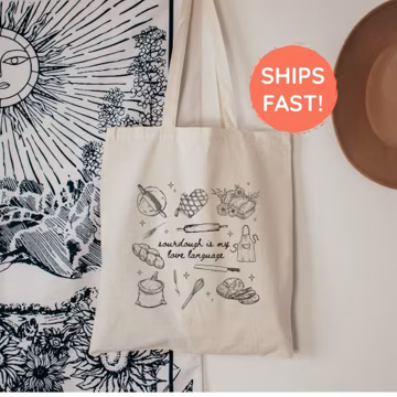 Sourdough Tote Bag, Funny Baking Lover Gift, Farmers Market Canvas Bag, Sourdough Bread Baker Gift