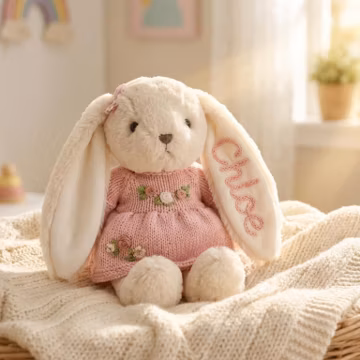 Personalized Bunny Plush Toy, Custom Embroidered Rabbit, Baby Shower Gift, Newborn Keepsake, First Birthday Gift for Baby