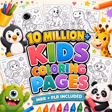 10,000,000+ Coloring Pages Mega Bundle | PLR & MRR Commercial Rights | Coloring Books for Kids, Adults | DIY Printables, Amazon Kdp Asset