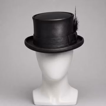 Black Victorian Top Hat, Feather Accent, Classic Formal Style, Gothic Vintage, Unisex Costume Cap