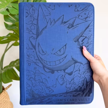 Custom Engraved Pokemon Card Binder, Standard or Toploader Binder, Personalized TCG Trading Card Album, Gengar, Charizard, Snorlax
