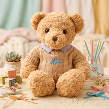 Personalized Teddy Bear, Custom Name Plush Stuffed Animal, Baby Shower Keepsake, Nursery Decor