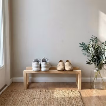 Small Entryway Shoe Rack Minimal Wooden Floor Shelf Apartment Hallway Organizer