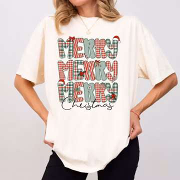 Comfort Colors Preppy Merry Christmas Shirt, Christmas Tee, Xmas Shirt, Christmas Party Shirt, Holiday Gift