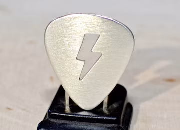 Lightning bolt sterling silver guitar pick - can be personalized with engraving