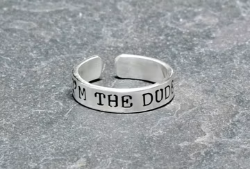 Sterling silver men's toe ring with I'm the dude - Solid 925 TR436