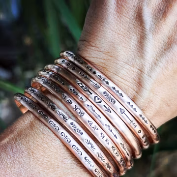 Dainty copper cuff bracelet - stacking cuff bracelet - hand stamped dainty cuff - Choose your pattern