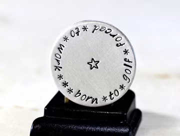 Golf Ball Marker with Born to Golf Forced to Work in Aluminum - GM093