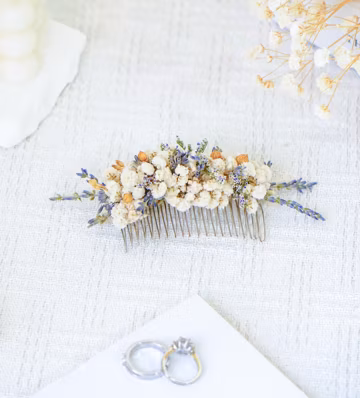 romantic lavender babybreath bridal comb,Bohemian style Hair Comb, wedding floral comb,bridal hair accessories ,gift for bride