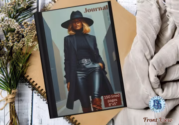 Hardcover Journal Notebook, Stylish Blonde Woman Illustration, Lined Pages Stationery Supplies