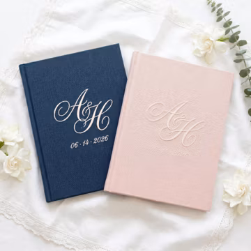 Custom Embroidered Linen Vow Books, Monogram Wedding Keepsake, Flatlay Photo Prop