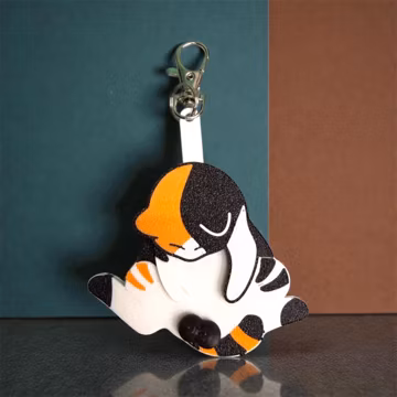 Funny Cat Keychain – 3D Printed Calico Cat Fidget Toy, Spinning Ball Sensory Keychain for Stress & Anxiety Relief | Cute Gift for Cat Lovers