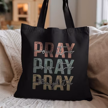 Pray On It Cotton Canvas Tote Bag: Inspirational Christian Gift