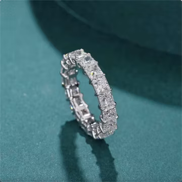 Radiant Cut Diamond Eternity Band, Full Eternity Wedding Ring, Lab Grown Diamond Anniversary Band, White Gold Stackable Ring