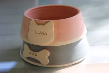 Personalized Pet Bowl: Handmade Pottery Food & Water Dish