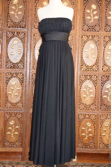 Vintage 1970s Estevez Black Strapless Evening Gown - Size 10
