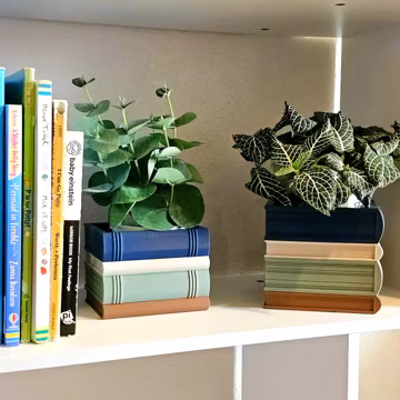 Cozy Book Planter for Readers, Stack of Books Plant Pot with Drainage, Customizable Colors