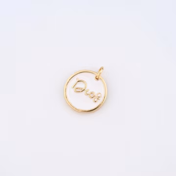 18K Gold Filled Round Charms,Enamel Letter Pendant for DIY Jewelry Making Supply