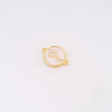 18K Gold Filled Round Medal Connectors,Enamel Disc Connectors for DIY Jewelry Making Supply