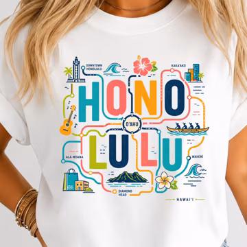 Hawaii PNG, Honolulu Shirt, Hawaii Shirt, Oahu PNG, Honolulu Hawaii Design, Tropical Island Shirt, Waikiki Beach PNG, Hawaiian T-Shirt