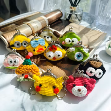 Handmade Crochet Animal Coin Purse Keychain – Cute Mini Wallet