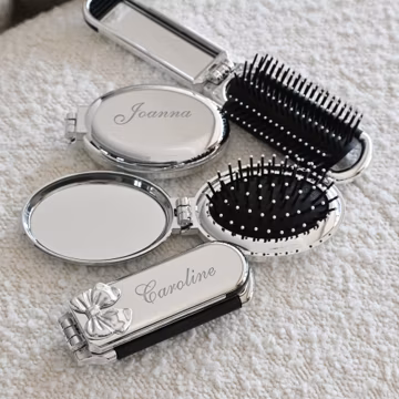 Personalized Folding Comb Mirror for Women, Custom Name Pocket Hair Comb with Mirror, Travel Compact Beauty Accessory Bridesmaid Gifts