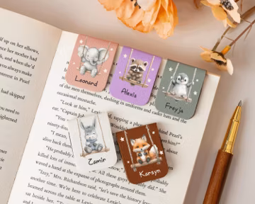 Personalized Kids Bookmarks, Leather Magnetic Bookmark, Cute Animal Bookmarks, Magnetic Paper Clips, Bookmarks for Kids, Back to School Gift