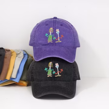 Embroidered Forky Knifey Toy Story Baseball cap, Retro Cartoon Washed Dad hat, Cute Couple Bestie Trucker cap, Disneyland Trip Gift
