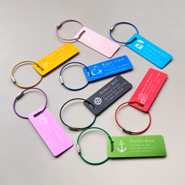 Custom Engraved Aluminum Luggage Tag, Personalized Travel Suitcase Identifier