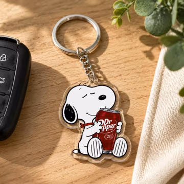 Puppy Dr Pepper Keychain, Cute Soda Lover Acrylic Charm, Funny Dog Keyring, Kawaii Bag Charm, Gift for Dr Pepper Fans