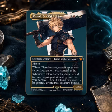 Cloud, Ex-Soldier (Borderless) *** Foil Available *** Commander: FINAL FANTASY (MTG Proxy)