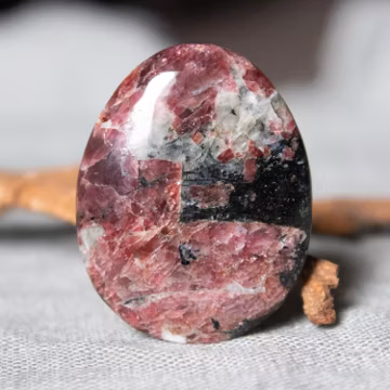 Natural Eudialyte hand polished Egg Palm Stone from Kola Peninsula Russian collector mineral